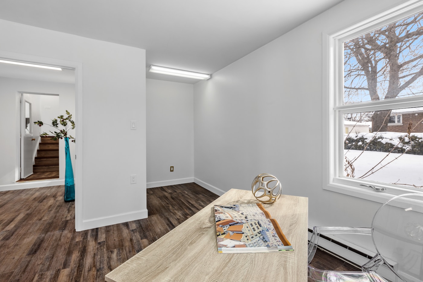 Paint-ready finished walls in a refreshed rental unit
